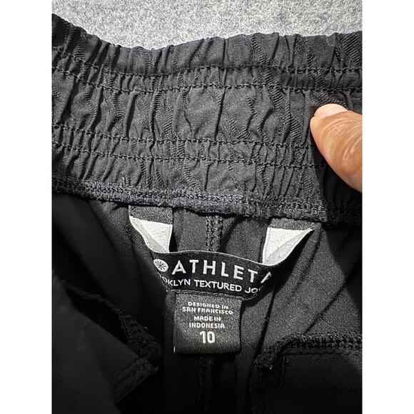 Athleta Pants Women 10 Black Brooklyn Textured Joggers Comfort Pull On Stretch - Picture 2 of 7